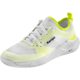Kempa Kourtfly W in weiß/fluo gelb 39 - atmungsaktiv und hoher Grip Dank Michelin-Sohle