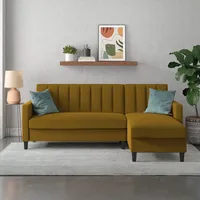 dorel home Ecksofa DOREL HOME "Celine, L-Form", gelb (curry), B:213cm H:83cm T:154cm, Webstoff, 100% Polyester, Sofas, Ecksofa, mit Bett-Funktion und Stauraum. Recamiere beidseitig montierbar