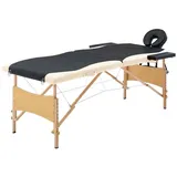 vidaXL Massageliege Klappbar 2-Zonen mit Holzgestell Schwarz und Beige
