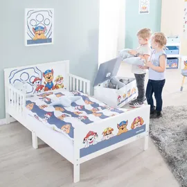 roba Kinderbettwäsche 100 x 135 cm Paw Patrol - Bettwäsche für Kinder aus Baumwolle inkl. Kissenbezug 60 x 40 cm - Hunde Motiv der Zeichentrick Serie - Weiß/Blau