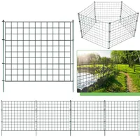Cecaylie Teichzaun, Gartenzaun mit 5 Zaunelemente und 6 Befestigungsstäben, Steckzaun Metall, Gitterzaun Set ür den Garten, Zaun für Hunde, Gerade