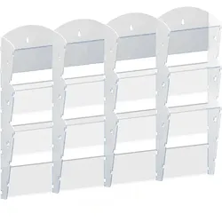 Wand-Plastikhalter für Prospekte - 4x3 A5, weiß