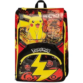 Seven Erweiterbarer Schulranzen POKEMON – PIKACHU, ab 1. Klasse, Schulrucksack mit Extra Volumen; Geräumige Schultasche für Mädchen und Jungen, mit Trinkflaschenfach, gelb-rot