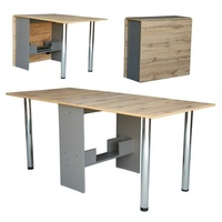 Tisch klappbar Esstisch ausklappbar  Büro Zusatz Klapptisch Eiche Grau Holzoptik