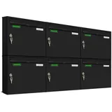 AL Briefkastensysteme Basic 6er Briefkasten Schwarz