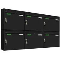 AL Briefkastensysteme Basic 6er Briefkasten Schwarz