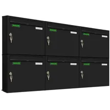 AL Briefkastensysteme Basic 6er Briefkasten Schwarz