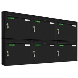 AL Briefkastensysteme Basic 6er Briefkasten Schwarz