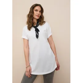 TAMARIS Oversize-Shirt "aus Baumwolle", Damen, Gr. 36/38, weiß, Jersey, Obermaterial: 100% Baumwolle, Basic, weit Po-bedeckend, Rundhals, Shirts, in Longform mit abgerundetem Saum