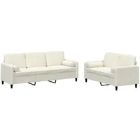 VidaXL 2-tlg. Sofagarnitur mit Kissen Creme Samt