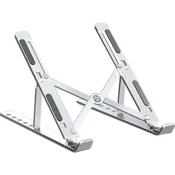 TOJ Laptopständer - Verstellbarer Tablethalter - Ergonomisch Leichtgewicht - 10 bis 17 Zoll - Silber