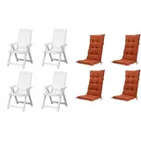 PROGARDEN Tampa Klappsessel 60 x 61 x 109 cm weiß 4 St. inkl. 4 x Auflagen terrakotta