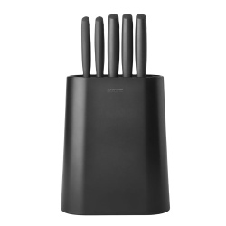 Brabantia TASTY+ Messerblock inkl. Messer, 6-teilig, Messeraufbewahrungsbox inklusive 5 Qualitativ hochwertige Messer, 1 Set, Dark Grey