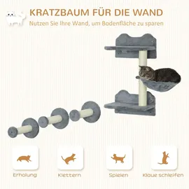 PawHut Katzen Kletterwand 4-teilig 40 x 28 x 73 cm grau