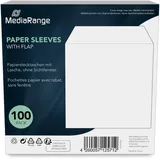 MediaRange Papiertaschen für 1 Disc, mit Lasche, ohne Sichtfenster, weiß, 100er Pack
