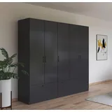 Rauch »Bari«, Drehtürenschrank 5-türig, Farbe Graumetallic, 3 Schubkästen und Metallgriff in Graumetallic, , 74915317-0 B/H/T: 225 cm x 210 cm x 54 cm