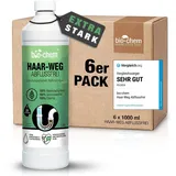 bio-chem Haar-Weg Abflussfrei – Abflussreiniger EXTRA STARK – 6x 1000 ML - Bis zu 20 Anwendungen je Flasche Rohrreiniger – Extrem effektiv & materialschonend gegen Verstopfungen & Haare - Made in DE