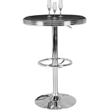 FineBuy Bartisch Ø 60 cm American Diner Schwarz / Alu Design Bistrotisch Stehtisch rund