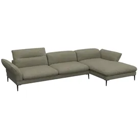 flexlux Ecksofa Salino, Funktionssofa mit Recamiere, Relaxsofa, Ecksofa, Sofa mit Arm- und Kopfteil-Verstellungen, Kaltschaum & Stahl-Wellen grün