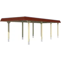 SKANHOLZ Wendland Einzelcarport 3,62 x 8,70 m schiefergrau mit EPDM-Dach und roter Blende