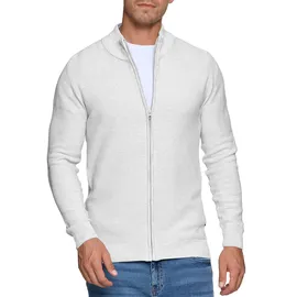 Indicode Strickjacke "Marland", Herren, Gr. XXL, grau (lt grau mix), Strick, Obermaterial: 100% Baumwolle, meliert, normal, hoch geschlossener Ausschnitt, Strickjacken Strickjacke