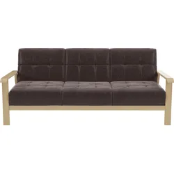 3-Sitzer SIT & MORE "Billund", braun, B:199cm H:88cm T:106cm, 100% Polyester, Sofas, Armlehnen aus Buchenholz in natur, verschiedene Bezüge und Farben