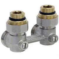 Tecuro - Hahnblock-Verschraubung für 2-Rohrbetrieb, 50 mm, Eckform