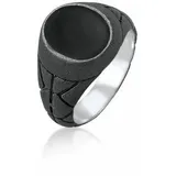 KUZZOI Ring 925 Sterling Silber Siegelring in Schwarz | Gr.: 60