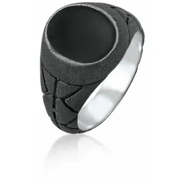KUZZOI Ring 925 Sterling Silber Siegelring in Schwarz | Gr.: 60