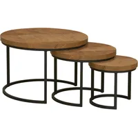 omg design Couchtisch OMG DESIGN "Hugo", braun (old teak, schwarz, old teak), B:75cm H:50cm T:75cm, Tische, Couchtisch, im 3er Set, variabel stellbar