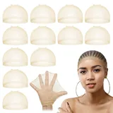 Dreamlover Haarnetz für Perücken, Wig Caps for Lace Wigs, Perückennetz, Transparent Perückenkappe, Beige, 12 Stücke