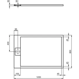 Ideal Standard Ultra Flat S i.life Rechteck-Brausewanne T5220FS,