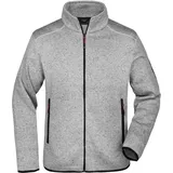 schmidt's eigenmarke James & Nicholson Herren Strickfleece Jacke Fleece-Jacke JN762 light grey melange/red S