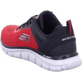 SKECHERS Track Broader Sneaker, Roter Netzstoff, PU, schwarzer Besatz, 48.5 EU