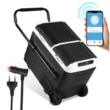 TolleTour Kompressor Kühlbox 50 Liter mit Rollen, Elektrische Gefrierbox mit APP-Steuerung zum Kühlen, Kühlschrank Einfrieren & Warmhalten Kühl... - Schwarz