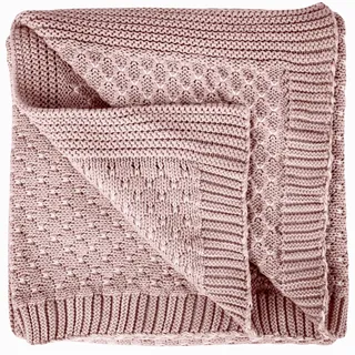Betty Bean Babydecke Baumwolle rosa - gestrickt, 80x100 cm, weich & atmungsaktiv, Öko-Tex Zertifiziert, Kuscheldecke für Jungen & Mädchen in Geschenkbox