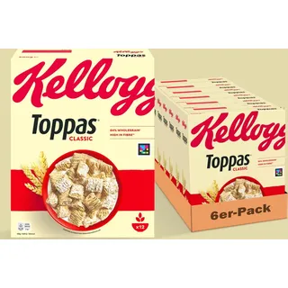 Kellogg's Toppas (6 x 500 g) – knusprige Vollkorn-Cerealien – reich an Ballaststoffen – natürlicher Genuss ohne künstliche Farb- und Aromas...