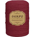DXRPO Makramee Garn 3 mm x 300 m, Natürliches Makramee, Baumwollgarn Macrame Cord, Baumwollkordel Wird Verwendet Wandbehang, Makramee Blumenampel, DIY Handwerk Pflanze Aufhänger Boho Deko(Dunkelrot)