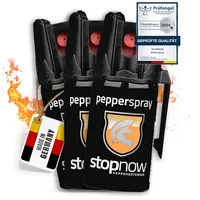 stopnow - 3er Set Pfefferspray & KO-Spray für Selbstverteidigung, Bären & Hunde-Abwehr - Pepper Jet-Sprüh-Strahl - Abwehrspray klein - Tier-Abwehr-Spray, Bärenspray & Verteidigungsspray für Unterwegs