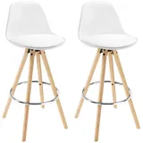 Woltu Barhocker Tresenhocker Barstuhl Holz mit Lehne Stuhl, weiß