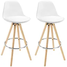 Woltu Barhocker Tresenhocker Barstuhl Holz mit Lehne Stuhl, weiß