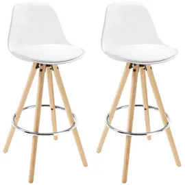 Woltu Barhocker Tresenhocker Barstuhl Holz mit Lehne Stuhl, weiß