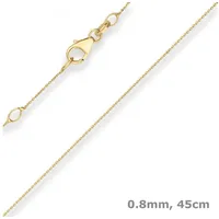 Schmuck Krone Goldkette 0,8mm Rund-Ankerkette aus 585 Gelbgold 45cm, Gold 585 goldfarben