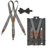 Sir Redman Hosenträger Kids (Set) Kinderhosenträger im Set mit Fliege, mit Hosenclips, 80cm lang braun