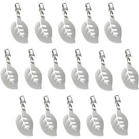 Relaxdays Tischdeckenbeschwerer, 16er Set, Blatt Motiv, Gewicht für Tischdecke, Gardinenbeschwerer, Edelstahl, Silber