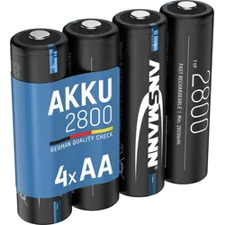 Akku Mignon AA. min. 2650 mAh 1.2V. 4 Stück. hohe Kapazität SCHWARZ No Size