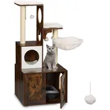 Relaxdays Kratzbaum 128 cm braun-weiß