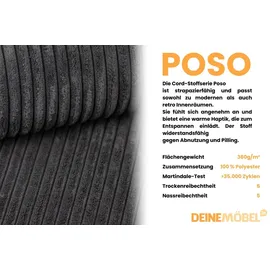 dein schlaf 24 BOXBETT LON III 160/200 in Cord Anthrazit H4 - Dunkelgrau