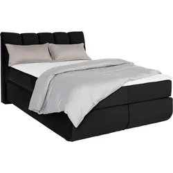Boxspringbett LEONIQUE "Océane", schwarz, B:150cm L:221cm, Komplettbetten, Boxspringbett, Bodenfrei- wirkt freischwebend, verschiedene Härtegrade (auch H4)