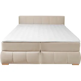 Home Affaire Boxspringbett »Chelles« inkl. Topper,, in XXL- Überlänge 220 cm, Unterbox mit feine Wölbung beige